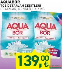 ETİ MADEN AQUA BOR TOZ DETERJAN ÇEŞİTLERİ 6 KG
